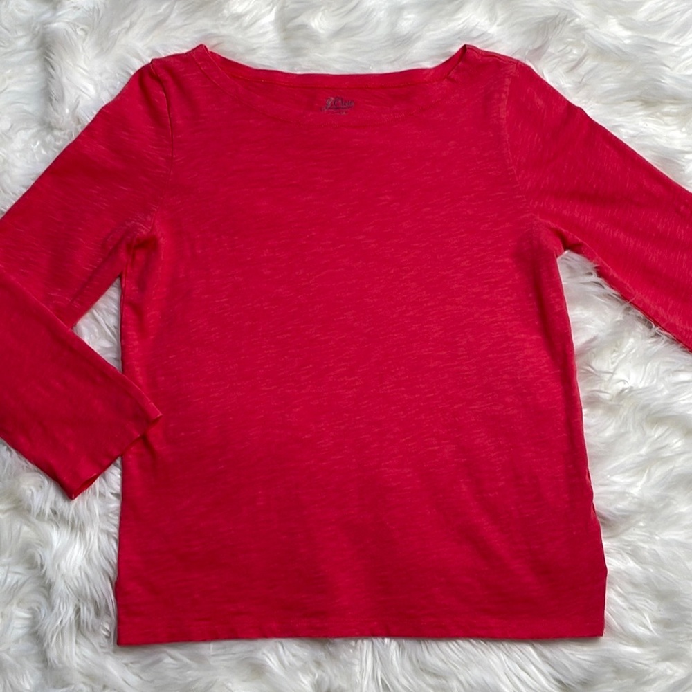 J. Crew Red Slub Long Sleeve Tee - Picture 4 of 8